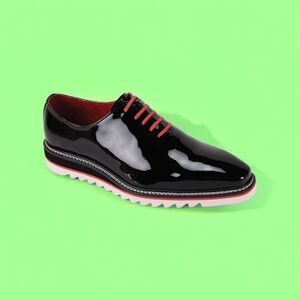 GIOVANNI MEN'S "RUBEN" BLACK PATENT LEATHER DRESS SHOE-SLEEK FINISH. RUBEN